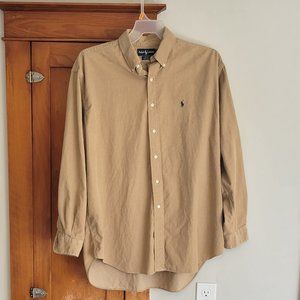 Ralph Lauren Blake Men's XL Tan Button Down Shirt 100% Cotton